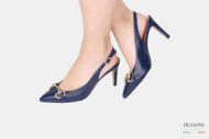 Slingback con accessorio in pelle blu </br> D1649 Outlet