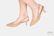 Slingback in camoscio beige </br> D1616 Outlet