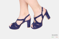 Sandalo con incroci in camoscio blu </br> D1668 Outlet