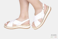 Sandalo incrociato a treccia bianco </br> D1689 Outlet
