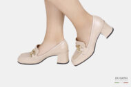 Mocassino in naplak beige con accessorio satinato </br><span>-lavorazione a sacchetto-</span> </br>D1707 Mocassini