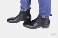 Stivaletto texano con elastici   in pelle nera </br> U407 Calzature uomo