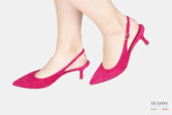 Slingback in camoscio fucsia </br>– lavorazione a sacchetto-<br/>D1762 Outlet