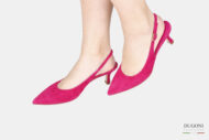 Slingback in camoscio fucsia </br>– lavorazione a sacchetto-<br/>D1762 Outlet