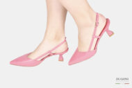 Slingback in pelle rosa </br> D1758 COLLEZIONE SPOSA