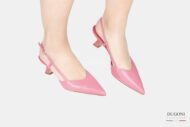 Slingback in pelle rosa </br> D1758 COLLEZIONE SPOSA