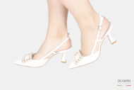 Slingback perle  in pelle avorio  </br> D1774 COLLEZIONE SPOSA