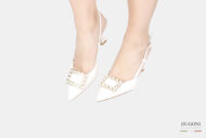 Slingback perle  in pelle avorio  </br> D1774 COLLEZIONE SPOSA