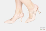 Slingback con cinturino in pelle beige </br> D1773 COLLEZIONE SPOSA