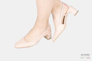 Slingback tonda in pelle beige </br> D1770 COLLEZIONE SPOSA