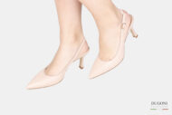 Slingback a sacchetto  in pelle beige  </br><span> -lavorazione a sacchetto-</span></br>D1778 COLLEZIONE SPOSA