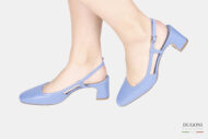 Slingback tonda in pelle blu fiordaliso </br> D1760 Scarpe donna