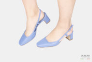 Slingback tonda in pelle blu fiordaliso </br> D1760 Scarpe donna