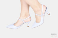 Slingback con cinturino in pelle azzurro cielo </br> D1767 COLLEZIONE SPOSA