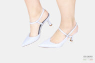 Slingback con cinturino in pelle azzurro cielo </br> D1767 COLLEZIONE SPOSA