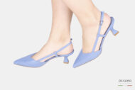 Slingback in pelle blu fiordaliso </br> D1759 Outlet