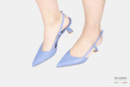 Slingback in pelle blu fiordaliso </br> D1759 Outlet