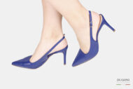 Slingback  in pelle bluette </br> <span>-lavorazione a sacchetto- </span></br>Cristy Italy <br/>D1771 Scarpe donna