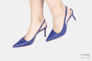 Slingback  in pelle bluette </br> <span>-lavorazione a sacchetto- </span></br>Cristy Italy <br/>D1771 Scarpe donna