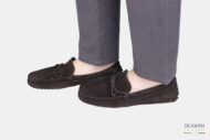 Mocassino in pelle rovesciata marrone<br/> <span>-suola a gommini  – </span></br> U416 Calzature uomo