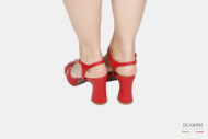 Sandalo in pelle rosso con plateau </br> D1789 Sandali