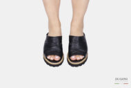 Sabot fondo gomma in nappa nero </br> D1787 Sandali bassi
