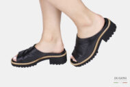 Sabot fondo gomma in nappa nero </br> D1787 Sandali bassi