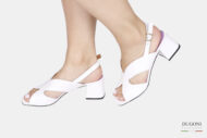 Sandalo in pelle bianco Le gazzelle </br> D1799 Outlet