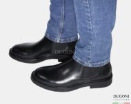 Stivaletto in pelle nero con elastici_BRECOS  <br> U425 Calzature uomo
