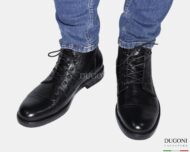 Stivaletto  in pelle nera con lacci _DUGONI  <br> U430 Calzature uomo