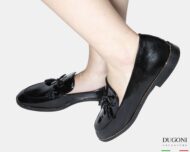 Mocassino catenella in vernice galassia  nera   </br> D1833 Mocassini