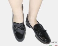 Mocassino catenella in vernice galassia  nera   </br> D1833 Mocassini