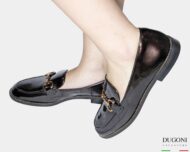Mocassino catenella in vernice galassia marrone   </br> D1834 Mocassini