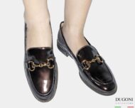 Mocassino catenella in vernice galassia marrone   </br> D1834 Mocassini