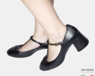 Mary Jane  in pelle nera </br> <span>-lavorazione a sacchetto-</span></br>D1838 Mary Jane