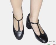 Mary Jane  in pelle nera </br> <span>-lavorazione a sacchetto-</span></br>D1838 Mary Jane