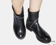 Stivaletto in pelle nero a giro-zip  </br> D1819 Scarpe donna
