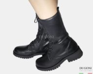 Anfibio 3/4 in pelle nero con carrarmato  </br> D1821 Anfibi