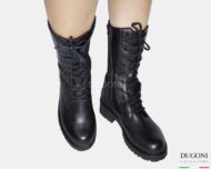 Anfibio 3/4 in pelle nero con carrarmato  </br> D1821 Anfibi