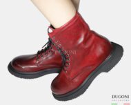 Anfibio bombato in pelle rosso  </br> D1822 Anfibi