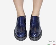 Mocassino  in pelle abrasivata blu </br> D1847 Mocassini