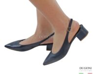 Slingback bassa in pelle blu  <br/> <span>-lavorazione a sacchetto- </span><br/>D1855 Scarpe donna