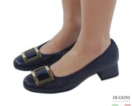 Scarpa in pelle blu con accessorio  </br><span>-lavorazione a sacchetto-</span></br> D1856 Scarpe