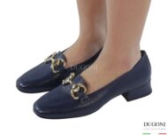 Mocassino  in pelle blu con morsetto   </br><span>-lavorazione a sacchetto-</span></br> D1860 Mocassini