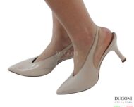 Slingback in pelle verlux avorio <br/> <span>-lavorazione a sacchetto- </span><br/>D1851 Scarpe donna