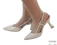 Slingback  in pelle avorio  cinturini  mignon <br/>D1873 COLLEZIONE SPOSA