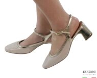 Mary Jane in pelle  verlux avorio e platino   <br/> <span>-lavorazione a sacchetto- </span><br/>D1862 COLLEZIONE SPOSA