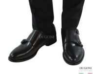 Doppiafibbia in pelle nera </br> <span>-lavorazione blake- </span></br>BRECOS </br> U293 Calzature uomo