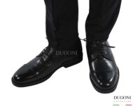 Derby calibrata  in pelle nera </br> <span>-plantare estraibile- </span></br> U439 Calzature uomo