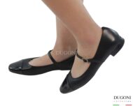 Mary Jane piatta  in pelle nera  <br/> D1866 Ballerine